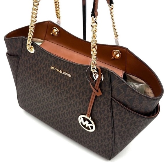 Michael Kors Large Jet Set Travel Chain Shoulder Bag & Continental Wallet Brown - Picture 3 of 15